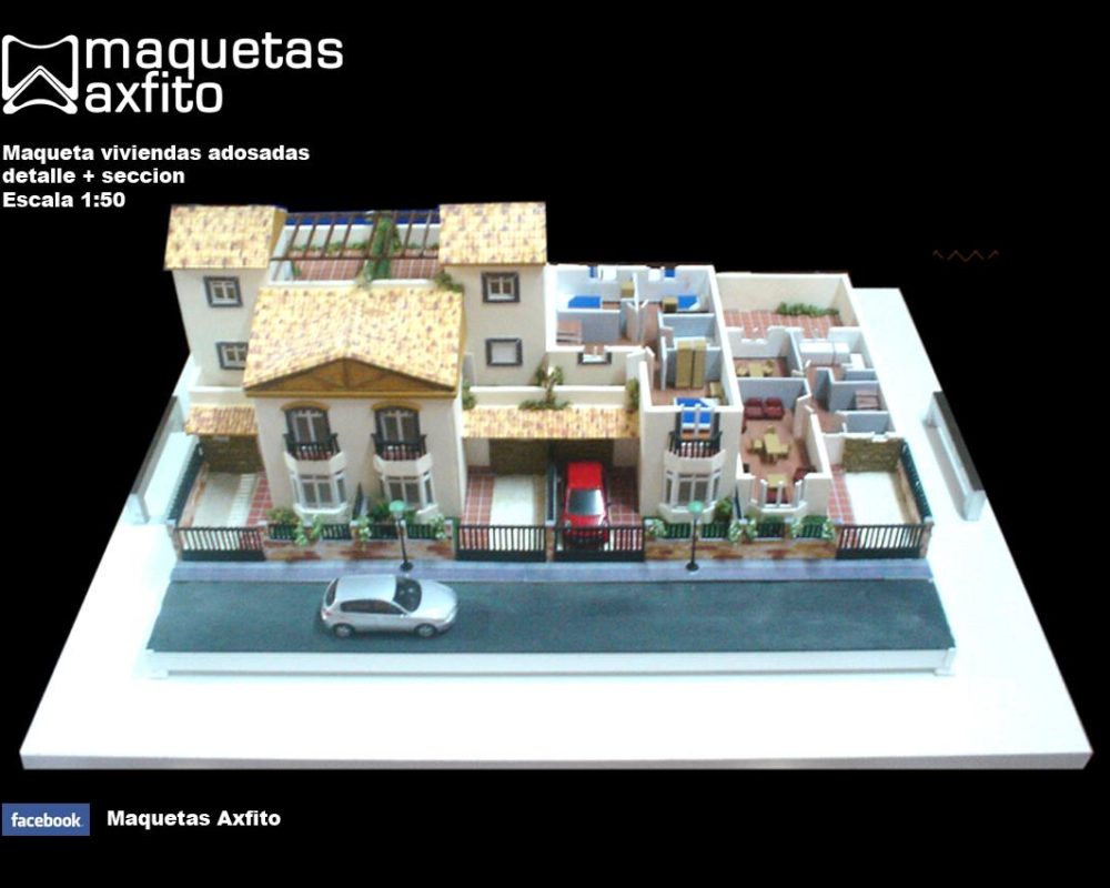 Maqueta viviendas adosadas en detalle y sección – Córdoba