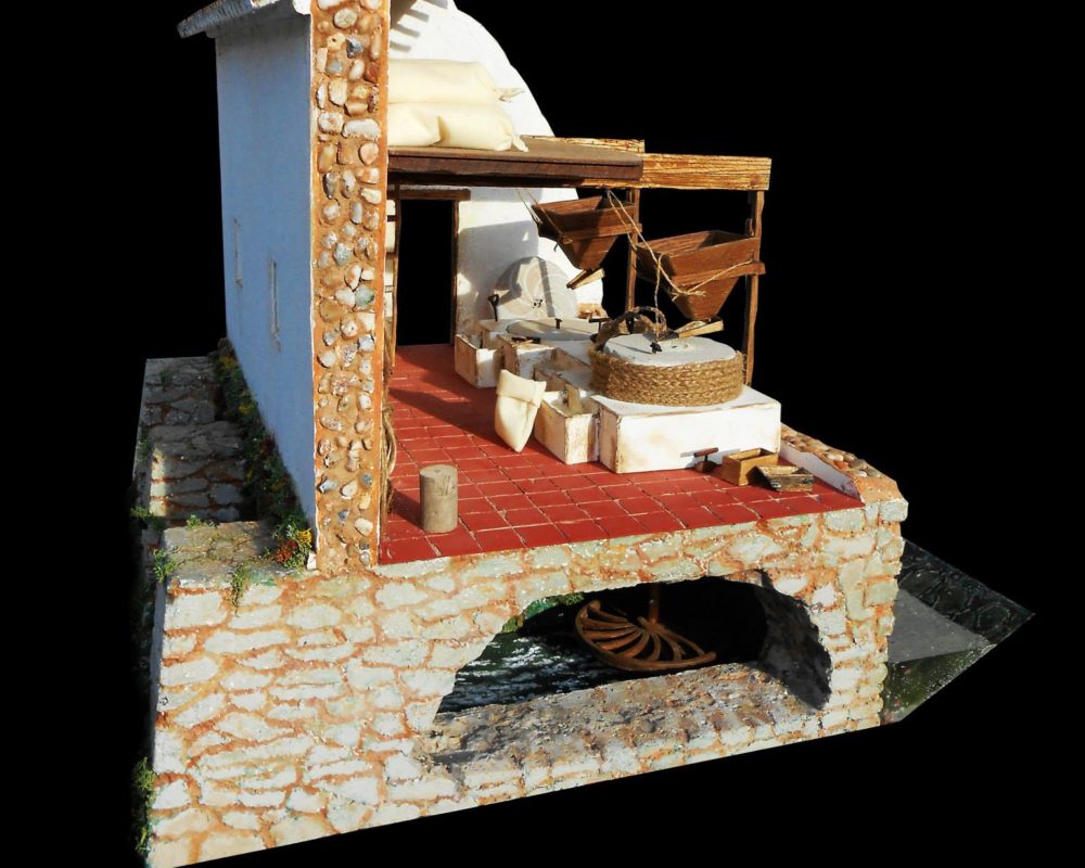Maqueta de un molino hidráulico harinero de rodezno y rampa medieval escala 1:20 – Granada