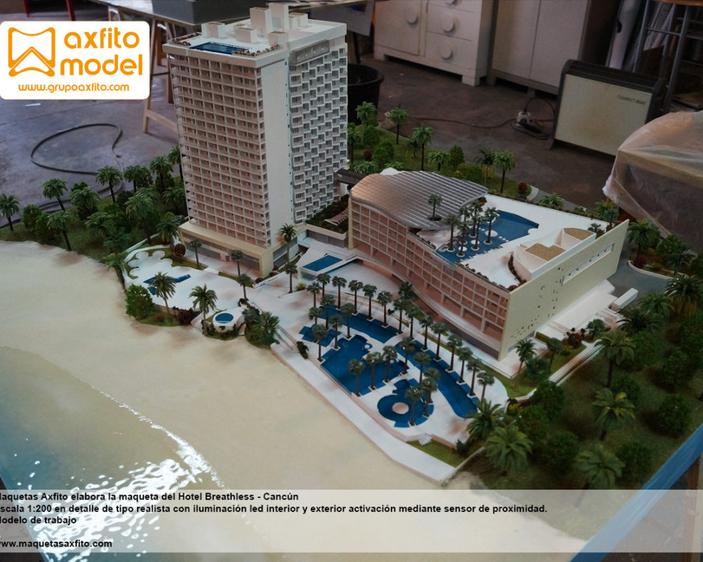 La maqueta del Hotel Breathless de Cancún – México