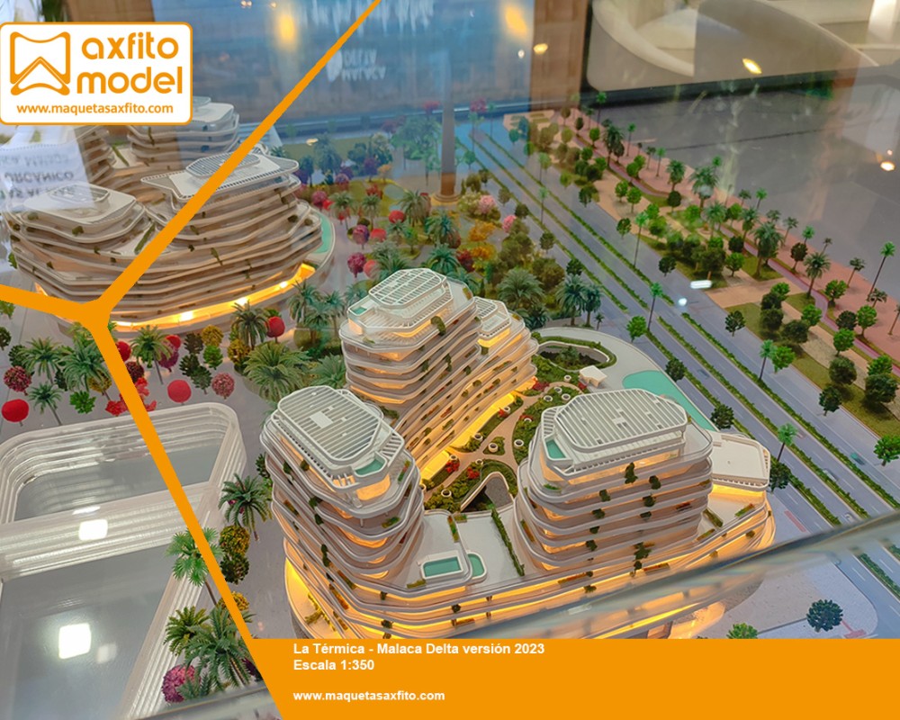 La maqueta interactiva del proyecto inmobiliario Malaca Delta escala 1:350  – Málaga