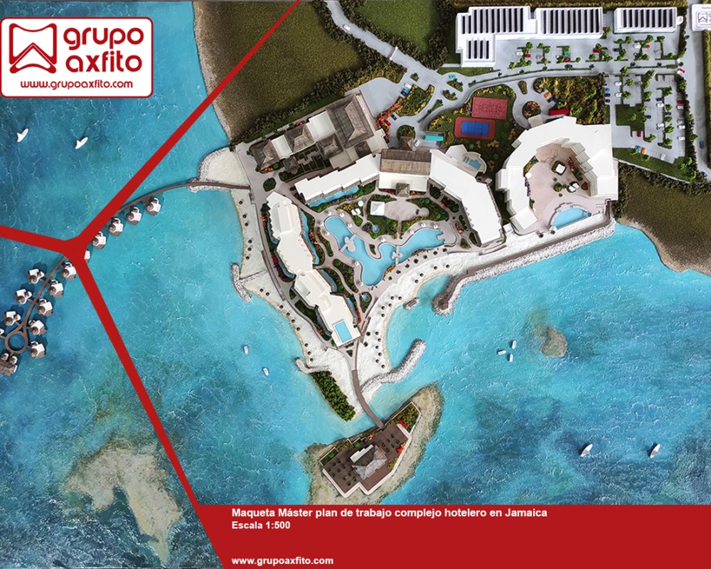 Maqueta de trabajo Máster Plan complejo hotelero escala 1:500 – Jamaica